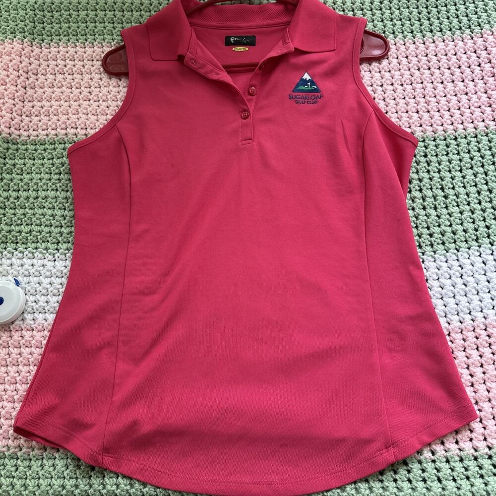 Greg Norman Play Dry Polo Shirt Pink Sleeveless Golf Medium/Large Sugarloaf Golf